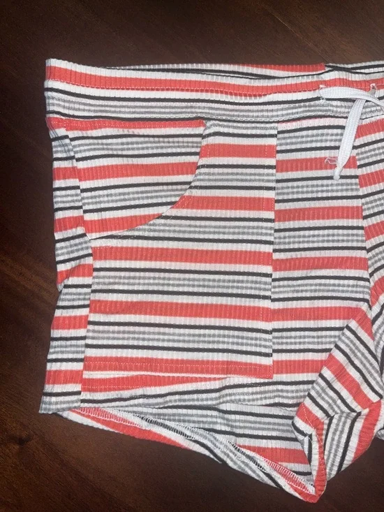 N2N Striped Drawstring Men’s Shorts - Orange & White - Picture 2 of 7